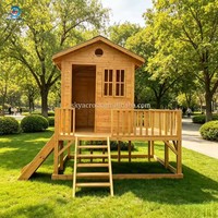 Cabane de jeu en bois Skyacross pour enfants, avec toboggan et grande structure d'escalade, pour l'extérieur, modèle maison d'arbre, export