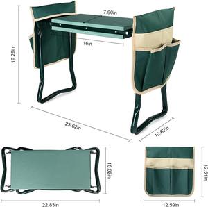 Custom <b>Garden</b> Kneeler Seat with Thicken Widen Soft Kneeling Pad Heavy Duty Foldable Gardener <b>Stool</b> with 2 Tool Pouches Gifts - Product Image 3
