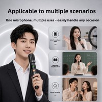 Microphone à condensateur sans fil portable CQA B02 deux-en-un U-Band FM pour karaoké, à directivité omnidirectionnelle, pour enregistrement à domicile et en direct