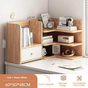 Étagère de bureau d'angle moderne et simple, gain de place, en panneau artificiel, durable, portable, pour le rangement des livres, des cosmétiques, l'affichage - Product Image 2