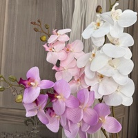KW-F187 7 têtes d'orchidées artificielles Phalaenopsis roses, tige de fleur d'orchidée en soie pour décoration de mariage