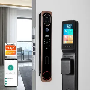 Apartment Home Room Digital Password Keyless Entry Tuya APP Control Fingerprint Face Recognition Smart Door Lock
