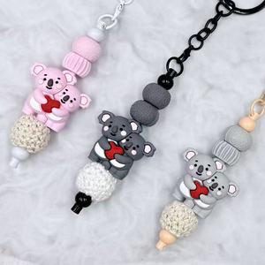 <b>Silicone</b> 3D Koala <b>Beaded</b> Keychain Epoxy Resin Cartoon Pendant Jewelry Accessories Wholesale - Product Image 3
