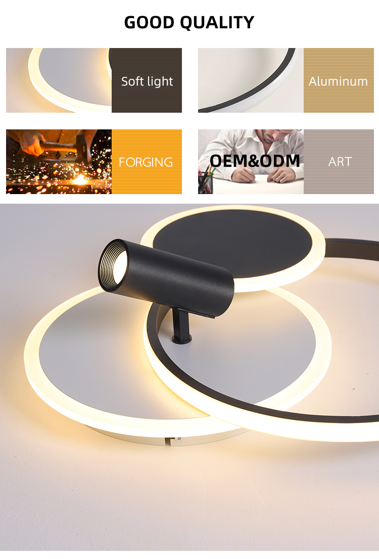 New Design Lighting Dimmable Kids Room Aluminum Black Modern Led Ceiling Lights For Living Room