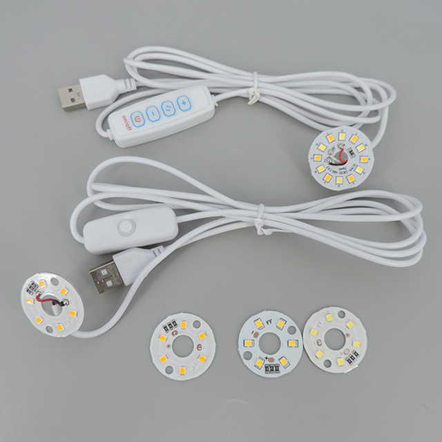 Warm White DC 5V 3W USB LED Lights 2835 Chip Single Color Reading Night Light Tablet Lamp Board with Switch Power Cable Dimmable