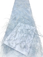 Dentelle à Plumes Broderie Perles et Paillettes Sans Élastique 100% Polyester pour Robes de Soirée Tenues de Fête Traditionnelles - Élégant