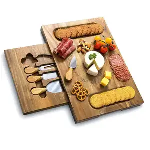 Accessoires de planche à fromage multifonctionnels en bois de bambou de vente chaude ensemble de planche à couteau à fromage