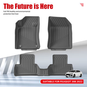 Tappetino per Bagagliaio MIPI <span class=keywords><strong>PEUGEOT</strong></span> <span class=keywords><strong>308</strong></span> 2022 Personalizzato 3D TPE Impermeabile Antiscivolo a Strisce NERO 4 Pezzi Spessore 3,5mm Per Tutte le Stagioni - Product Image 2