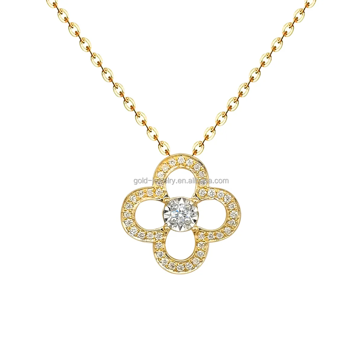 Popular 4 Leaf Clover Necklace 18K Real Gold Pendant Natural Diamond Women Jewelry 18k Gold Necklace