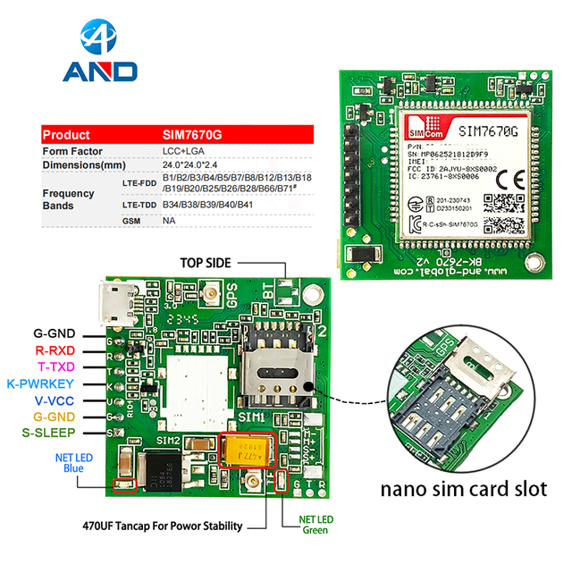 Factory Direct SIM7670G Cellular Breakout Kit Full Interface Design 4G Communication Module Kit