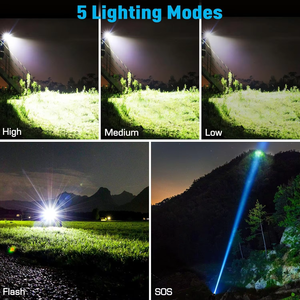 مصباح يدوي LED فائق السطوع XHP70 قابل لإعادة الشحن عبر USB مع خاصية التكبير ومقاوم للماء IPX7 للاستخدام الخارجي - Product Image 6