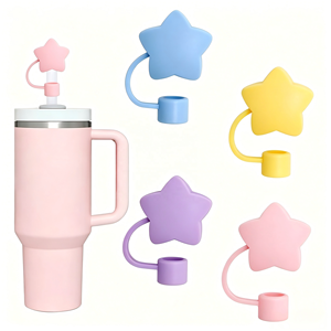 Protectores de Silicona Reutilizables para Tapas de Vasos Stanley de 0.4 Pulgadas/10 mm, Cubiertas de Silicona con Diseño de Estrella para Vasos de 40/30 oz - Product Image 1