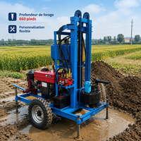 Machine de forage de puits d'eau diesel hydraulique montée sur remorque, pour forage de petits puits, 200 m, pour l'approvisionnement en eau rural