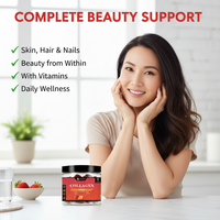 Collagène végétalien de qualité alimentaire en marque privée OEM, beauté de la peau et des ongles, 60 gommes au collagène à la saveur fraise
