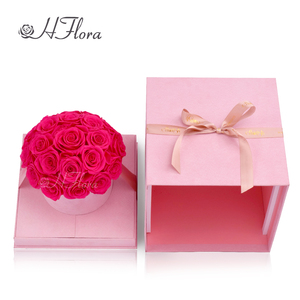 Yunnan Flora Factory Flor de colores de larga duración Boda Caja de rosas de terciopelo de lujo <span class=keywords><strong>Inicial</strong></span> conservada para el Día de San Valentín - Product Image 2
