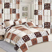 Ensemble de Literie Patchwork et Rideaux en Microfibre Toucher Coton Taille Queen d'Usine Textile de Maison Chinoise