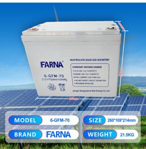 6-GFM-70 VLRV <span class=keywords><strong>AGM</strong></span> 12V Volt <span class=keywords><strong>70ah</strong></span> 72ah 74ah Batería de gel sin mantenimiento para sistemas de energía solar para herramientas eléctricas y almacenamiento - Product Image 4