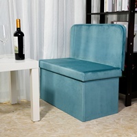 Banc pliant de rangement court bleu avec dossier