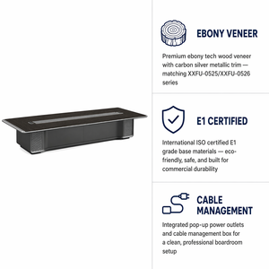 Manufacturer Luxury Ebony Executive <strong>Conference</strong> Table Carbon Crystal Silver Smart Cable Management Eco-Friendly Modern <strong>Tech</strong> - Product Image 2