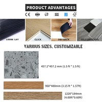 Suelo de vinilo autoadhesivo LVT SPC, espiga, espalda seca, pegado, 7MM, 6,5 MM, piedra de carbón, suelo comercial de estilo clásico