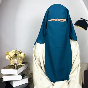 Hoge Kwaliteit Niqab Moslim Ademend Één Laag Nida Face Sluier Cover Bescheiden Islamitische Kleding Vrouwen Jilbab Gebed Hijab Niqab