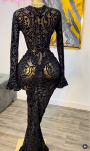 GX6301 Moda 2026 Abiti Eleganti da Donna Primaverili con Scollo a O, <span class=keywords><strong>Maniche</strong></span> <span class=keywords><strong>Lunghe</strong></span> a Campana, Trasparenti, Maxi, con Fodera - Product Image 4