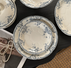 Plato de Porcelana Blanco Sólido y Duradero con Diseño de Bosque en Estilo Relieve Francés, Vajilla Moderna Vintage, Disponible en Stock - Product Image 6