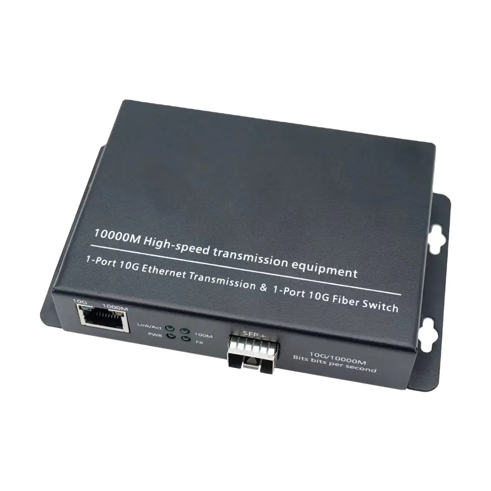 2022 New 10000Mbps Fiber Optic Media Converter 10G 1SFP TO 1 RJ45 SFP Media Converter