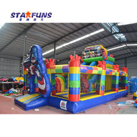 Grande structure gonflable de super-héros avec toboggan, château gonflable commercial en PVC pour super-héros, à vendre