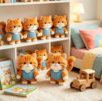 Peluche chat orange personnalisée, adorable personnage de dessin animé habillé, poupée en peluche pour cadeaux d'enfants, vente en gros