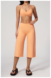 Conjunto de Yoga Yiyi para Mujer, Elástico en 4 Direcciones, Suave como la Mantequilla y Agradable al Tacto, Cuello en V, Espalda Cruzada, Pantalones de Cintura Alta y Pierna Ancha para Entrenamiento - Product Image 2