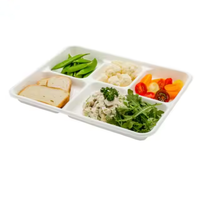 Tendance 5 compartiments canne à sucre Bagasse repas plateau couvercle jetable fête fournitures Kit pour événements voyage cantines supermarchés