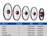 Kit de conversion de vélo électrique à assistance électrique à entraînement avant avec moteur sans balais 48V 1000W, contrôleur 30A + écran LCD SW900 pour vélo électrique