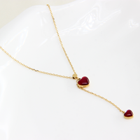 Collier en acier inoxydable plaqué or PVD 14K avec pendentif cœur en coquille rouge, chaîne à maillons, cadeau de fiançailles pour femme, personnalisable, vente en gros