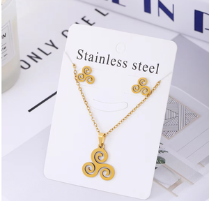 مجموعة مجوهرات من التيتانيوم الصلب للتصدير عبر الحدود الأمريكية البسيطة ، أقراط قلادة من الفولاذ المقاوم للصدأ تتميز بندفة الثلج - Product Image 4