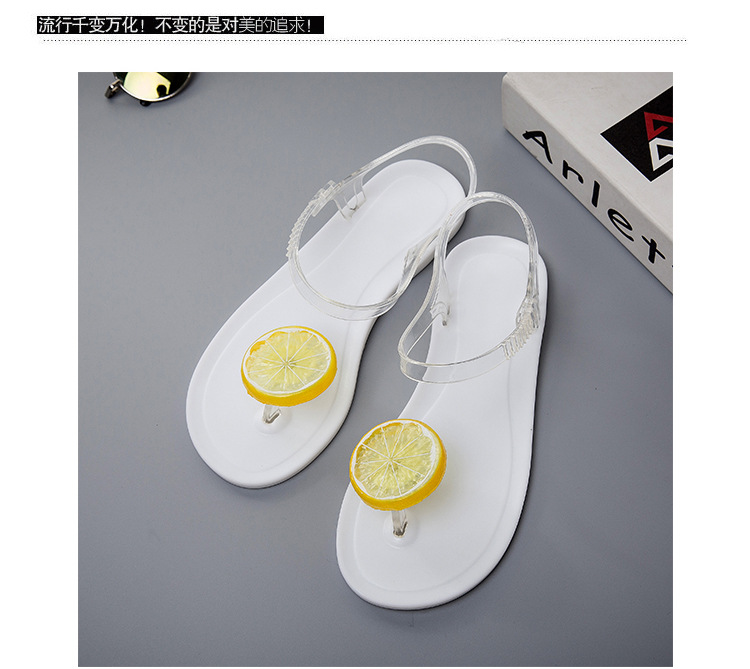 Summer Lemon Flat Heel Women Sandals Sweet Jelly Beach Shoes Student Girls Clip Toe Sandals