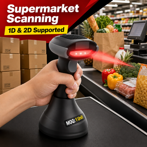 Lecteur de codes-barres portable noir en gros avec station de charge sans fil Bluetooth CMOS 1D 2D QR pour supermarché et entrepôt - Product Image 1