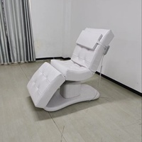 Meubles de salon de beauté blancs en cuir, lit de spa facial électrique, table de massage moderne à 3 moteurs, cadre en acier inoxydable, haute densité