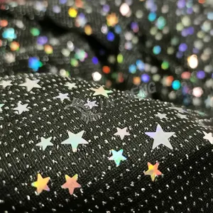 इंद्रधनुषी होलोग्राफिक स्टार सेक्विन स्पैन्डेक्स कपड़े बच्चों के लिए पोशाक