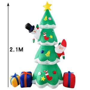 7FT Höhe Weihnachten Schlauchboote Baum mit Geschenk boxen Dekorationen, Blow Up Yard Dekoration Abstand mit LED-Leuchten K8507