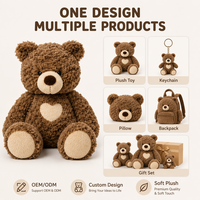 Ours en peluche marron personnalisé, jouet en peluche doux anti-stress, impression de logo personnalisée, emballage cadeau, OEM ODM, faible MOQ, fabricant de peluches