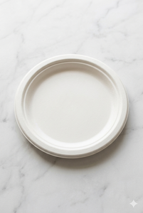 Assiette ronde en bagasse de 7 pouces, écologique, biodégradable, jetable, blanche unie, durable, pour servir des desserts et des collations - Product Image 2