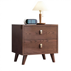 <span class=keywords><strong>Table</strong></span> <span class=keywords><strong>de</strong></span> <span class=keywords><strong>chevet</strong></span> silencieuse en bois <span class=keywords><strong>de</strong></span> frêne massif, style <span class=keywords><strong>japonais</strong></span> nordique moderne, avec 2 tiroirs pour le rangement dans les petites chambres d'appartement - Product Image 1
