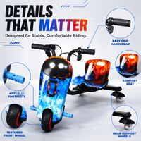 Patinete Eléctrico para Niños de Alta Estabilidad, 180W, Super Potencia, con Luz LED, Control de 3 Velocidades, Freno Eléctrico