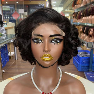 Perruque à closure en cheveux vierges, perruque brésilienne en cheveux humains SDD 12 pouces, couleur noir naturel, boucles rebondissantes - Product Image 1