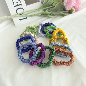 1cm No Damage Handmade Small Mini Thin Elastic <strong>Band</strong> <strong>Hair</strong> Ties Silky Satin Scrunchies <strong>for</strong> <strong>Curly</strong> <strong>Hair</strong> Ponytail Low Bun Holder - Product Image 6