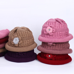 Knitted <b>Hat</b> For Women Autumn Winter <b>Warm</b> Windproof Fleece Lined 56-58Cm Acrylic Blend Plush Style - Product Image 1