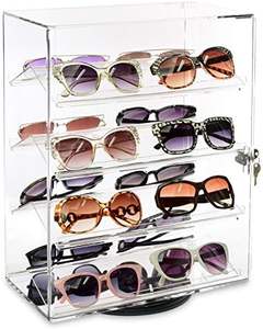 Vitrine rotative à 360 degrés en acrylique MOOCA Premium avec 4 étagères amovibles, serrure à clé, moderne, pour lunettes de soleil, bijoux, objets de collection - Product Image 3