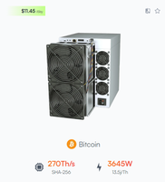 Machine d'extraction de crypto-monnaies Bitmain Antminer S21 XP 270T, S21XP 270Th, S21 Pro 234Th