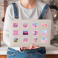 50 Pegatinas Impermeables con Diseño de Flores de Cerezo, Pegatinas Creativas para Ventanas, Papelería, Vasos, Teléfonos Móviles y Otros